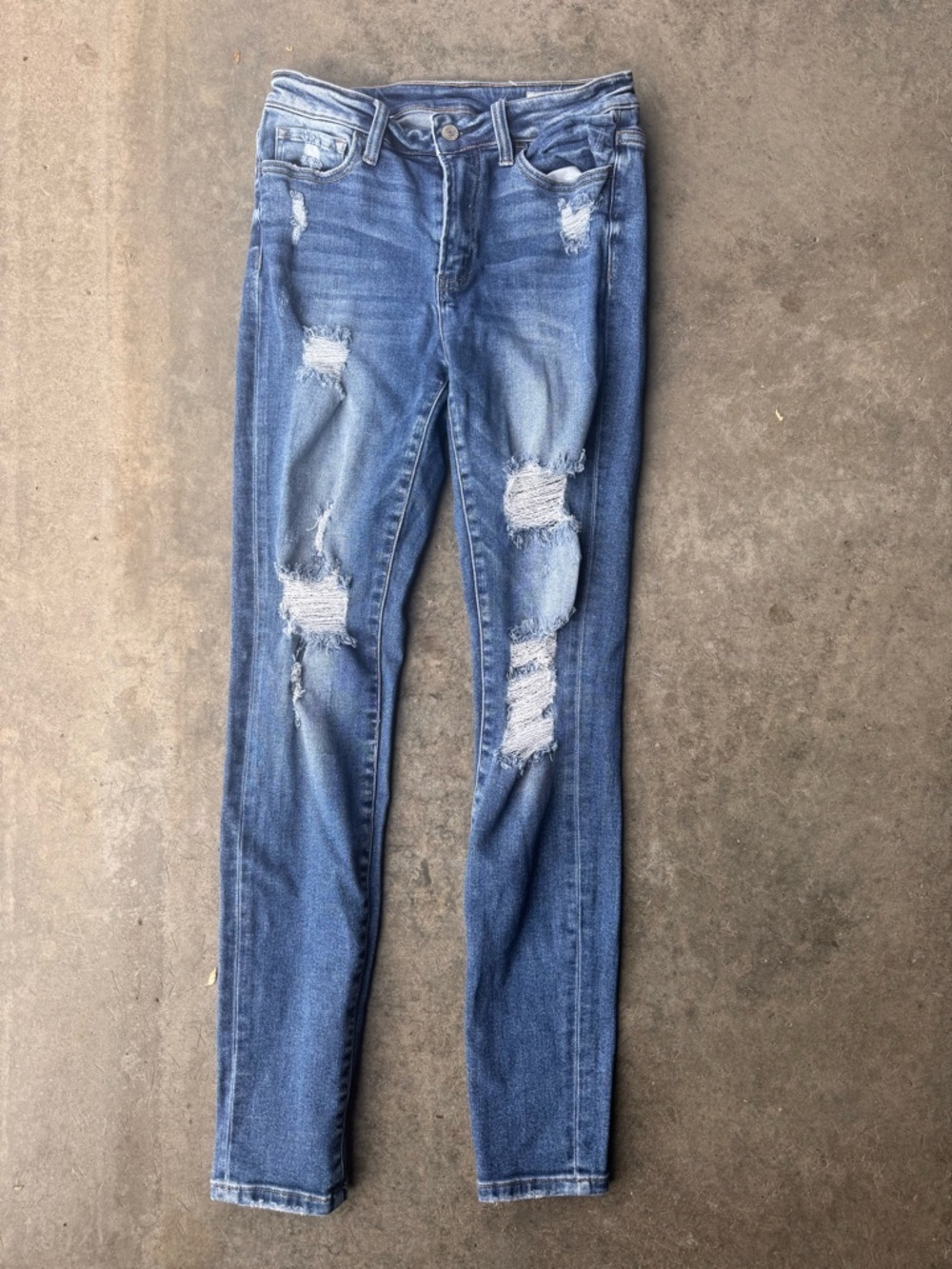 Buckle Bridges By Gly Blue Distressed Skinny Jeans